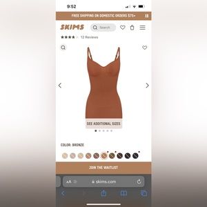 NEW IN BOX!  XS SKIMS Seamless Sculpt Slip Dress Bronze Strong Support Level